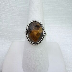 S925 Faceted Tigers Eye Ring
